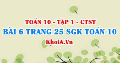 Bài 6 trang 25 SGK Toán 10 tập 1 Chân trời sáng tạo